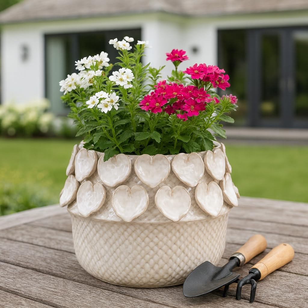 Flower Pots for Home Decor – Elegant Garden Planters and Plant Pots – Stylish Pots for Plants and Planters for Outdoor Plants – Perfect for Indoor or Plant Stand Indoor Accent – 8", Ivory