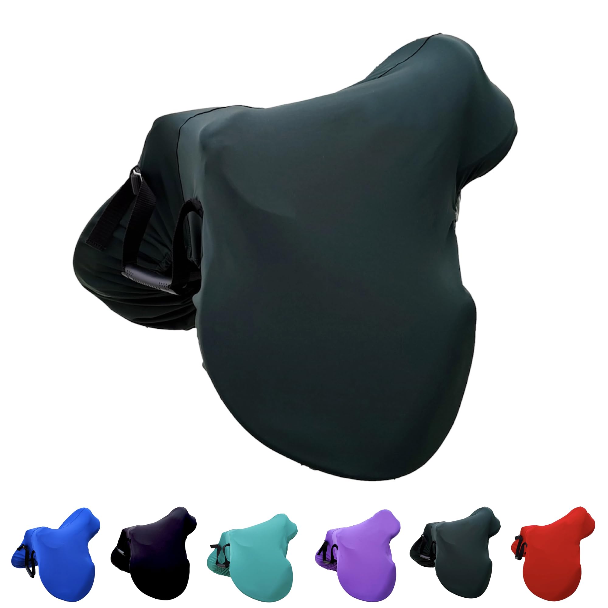 Majestic Ally English Saddle Cover with Adjustable Handle, 4-Way Stretch Spandex/Elastane Fabric, Multiple Colors (Hunter Green)