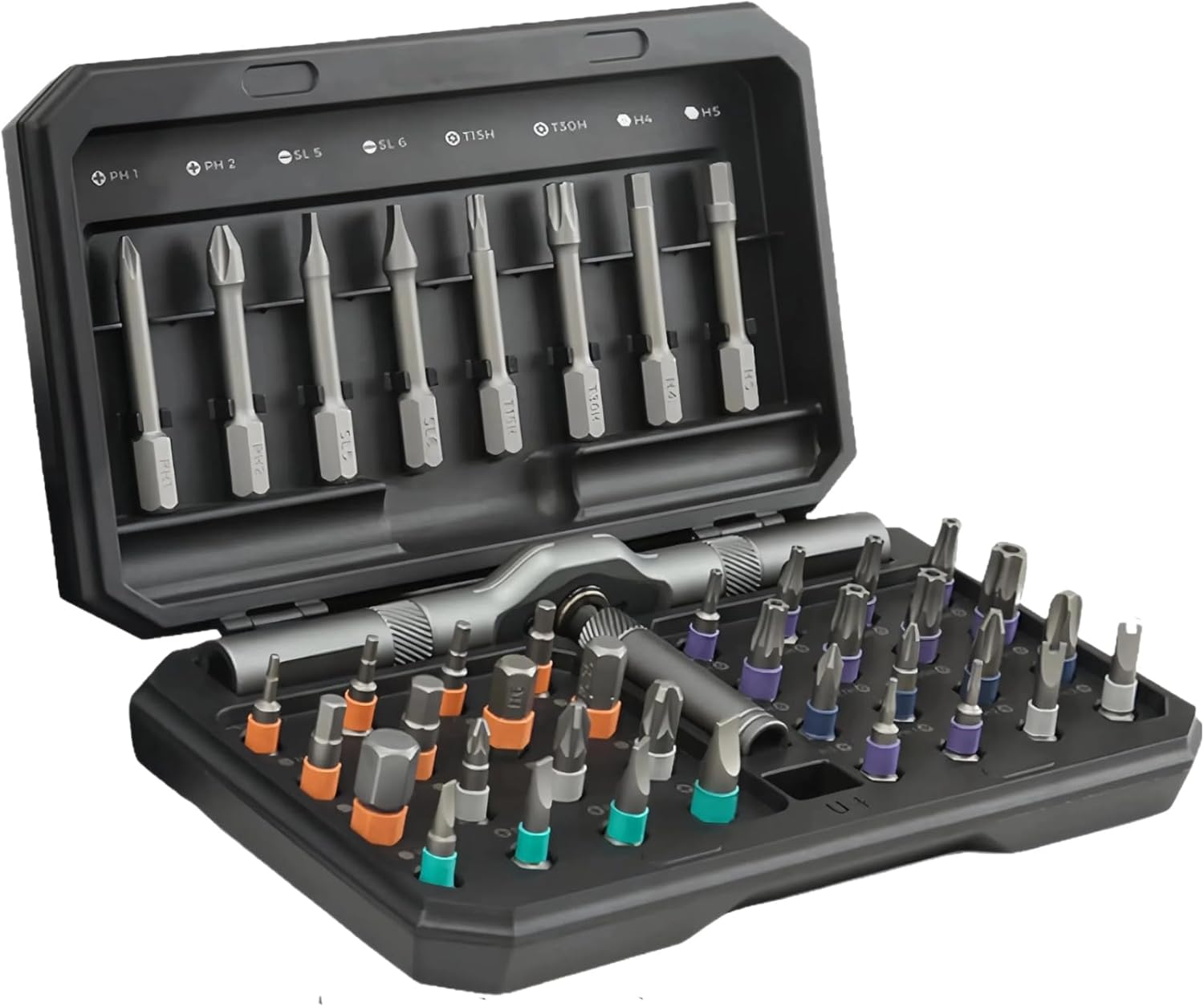 42-in-1 Magnetic Ratchet Screwdriver Set, S2 Steel Precision Repair Tool with T-Handle Portable Case for Computer, Glasses, Bike, Electronics Furniture
