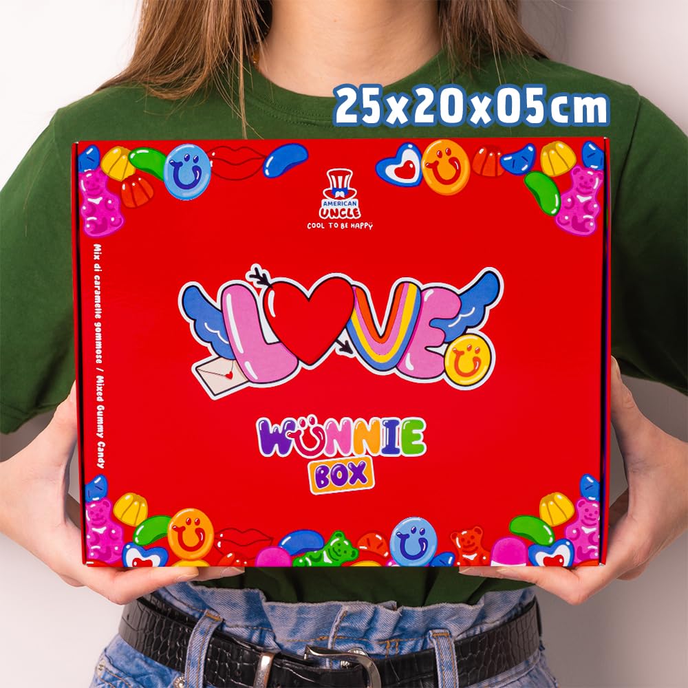 Wunnie box by American Uncle – Idea Regalo San Valentino per lei o per lui, fidanzato o fidanzata, regalo anniversario – box caramelle San Valentino da 1kg