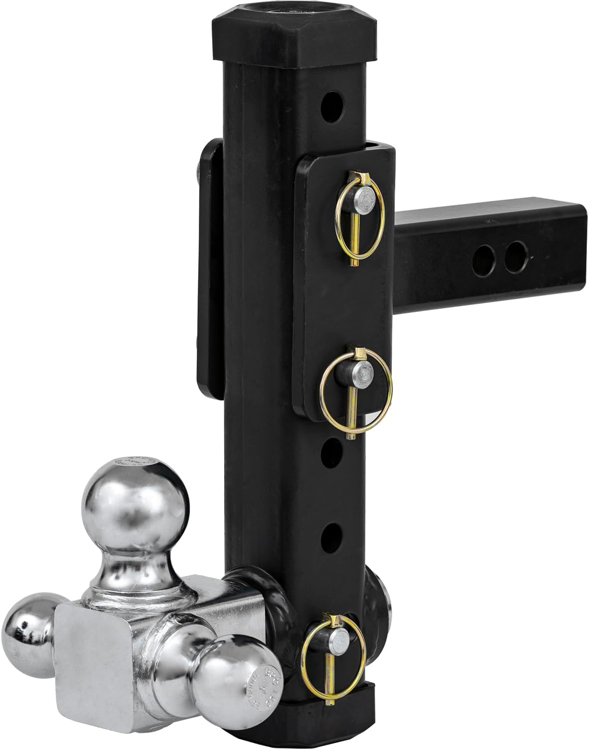 Buyers Products 1802000 Adjustable Tri-Ball Hitch – Rotating Chrome Towing Balls, 2 Inch Receiver, 9.83" Rise, 9.32" Drop, Under Bumper Storage, Heavy Duty Trailer Hitch for Truck, 15,000 lb Capacity