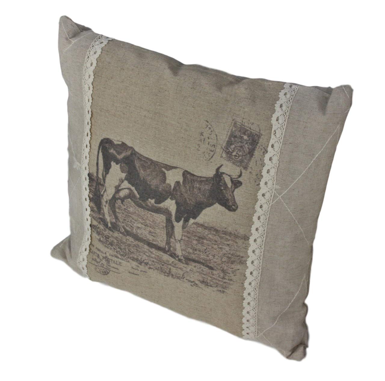 elbmöbel Cushion Cow Print Beige Filling Cushion Decorative Cushion Meadow Decorative Calf Beef (40 x 40 cm)