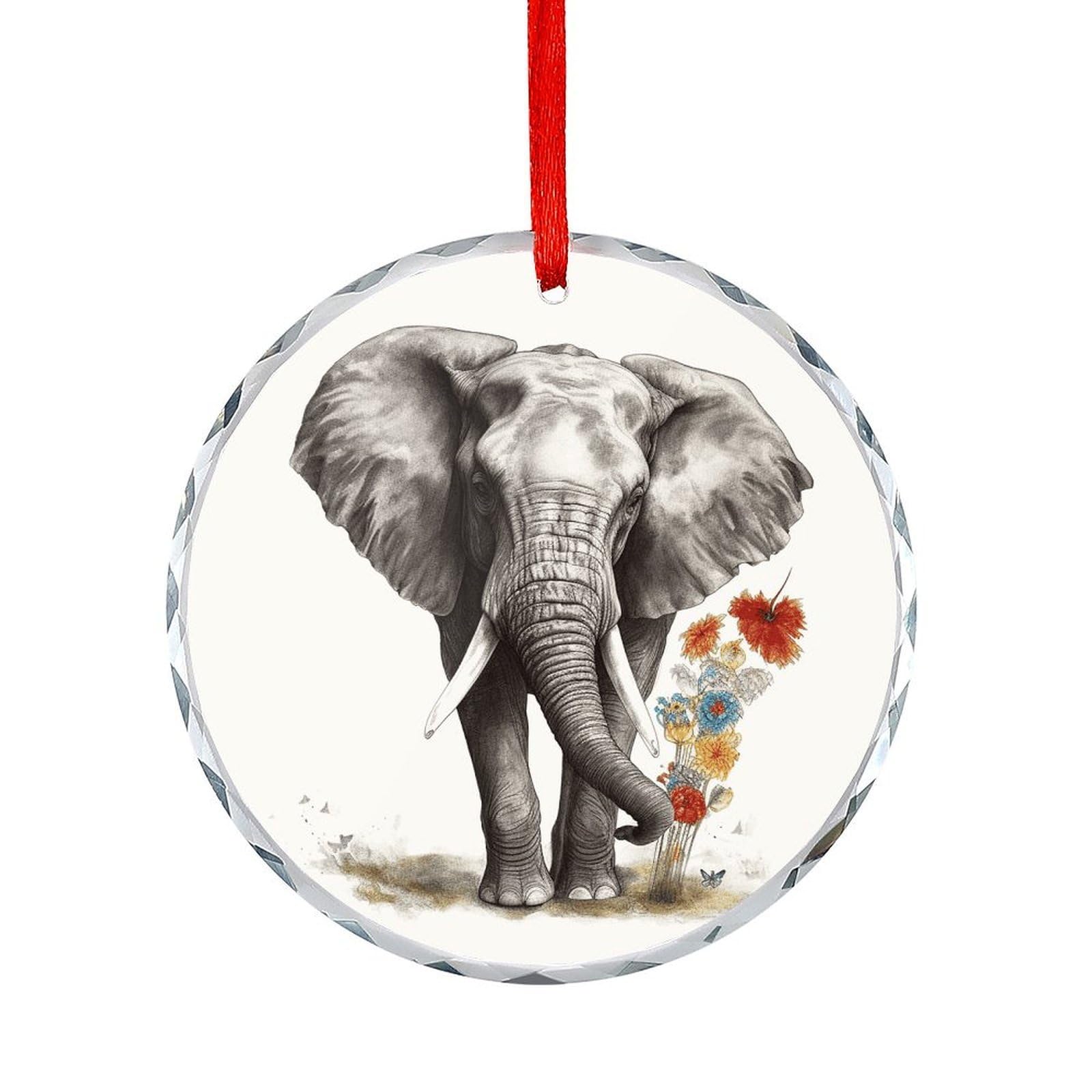 Fodpand Women's Style Elephant5 Round Glass Ornament Keepsake Gift Exchange Ideas Car Decor,Christmas Ornaments For Tree Window Garden Ornaments