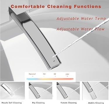 WinZo Luxury Smart Toilet With Bidet Seat, Elongated Egg Shaped Modern Design, Auto Open Auto Flush, Adjusted Heated Seat, Warm Water and Dryer, Night Light, Side Buttons, White
