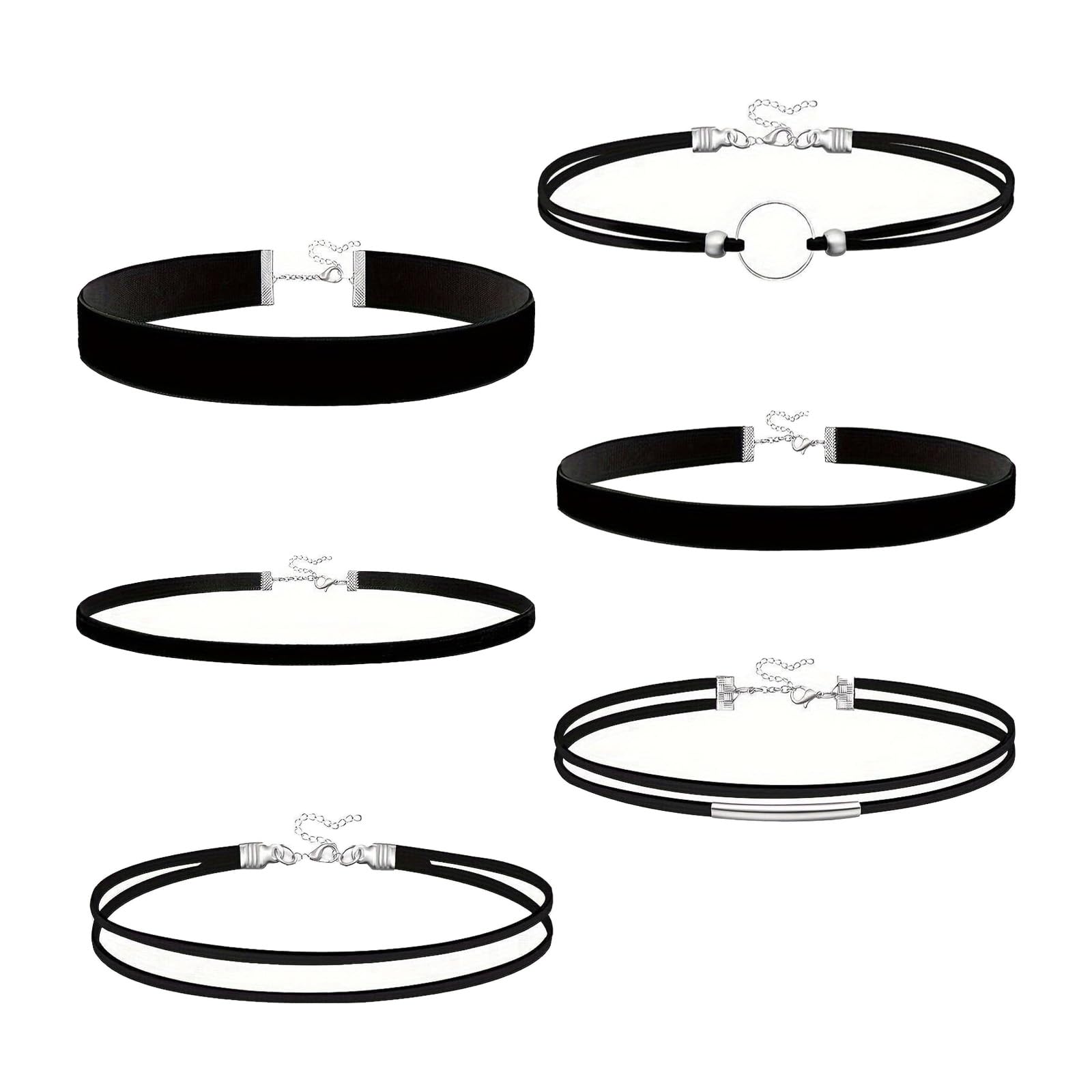 Vayrihom 6 Stück Choker Halskette Set,Schwarz Velvet Halsband Damen,Verstellbare Klassische Kropfband Schmuck,Schwarze Chocker Kette für Dancing Halloween Geburtstag Party Cosplay