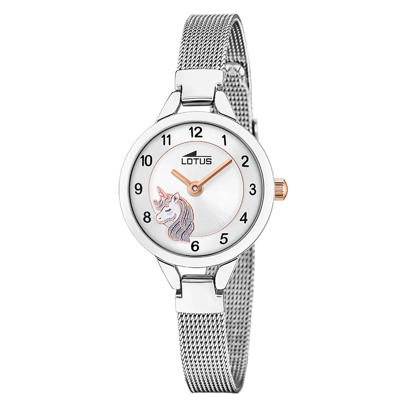 LOTUS Reloj Niña Analógico de Acero Inoxidable 316l Plateado | Movimiento de Cuarzo, Cristal Mineral de Alta Resistencia, Resistente al Agua 5 ATM 18862/2, Con Pulsera de Regalo