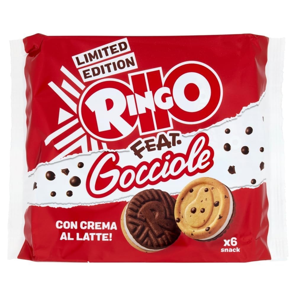 Italian Gourmet Bundle Gefüllte Sandwich-Kekse Milchcreme 12x 165g + Italian Gourmet Polpa Gratis – Limited Edition Ringo feat. Gocciole, Kakao- & Schokotropfen-Kekse, 72 Snackportionen, Vorrat 1,98kg