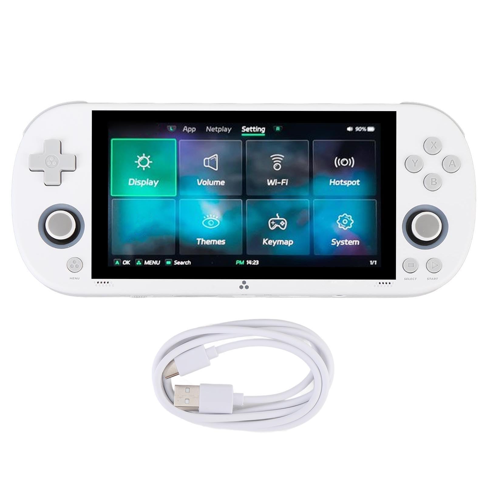 ZASCHMOY Console per Videogiochi retrò Portatile - 64 GB, Schermo IPS da 4,96 Pollici, Supporta 28 Emulatori, Potente Chip da 1,8 GHz, Console per Videogiochi Portatile, Bianca (WHITE)