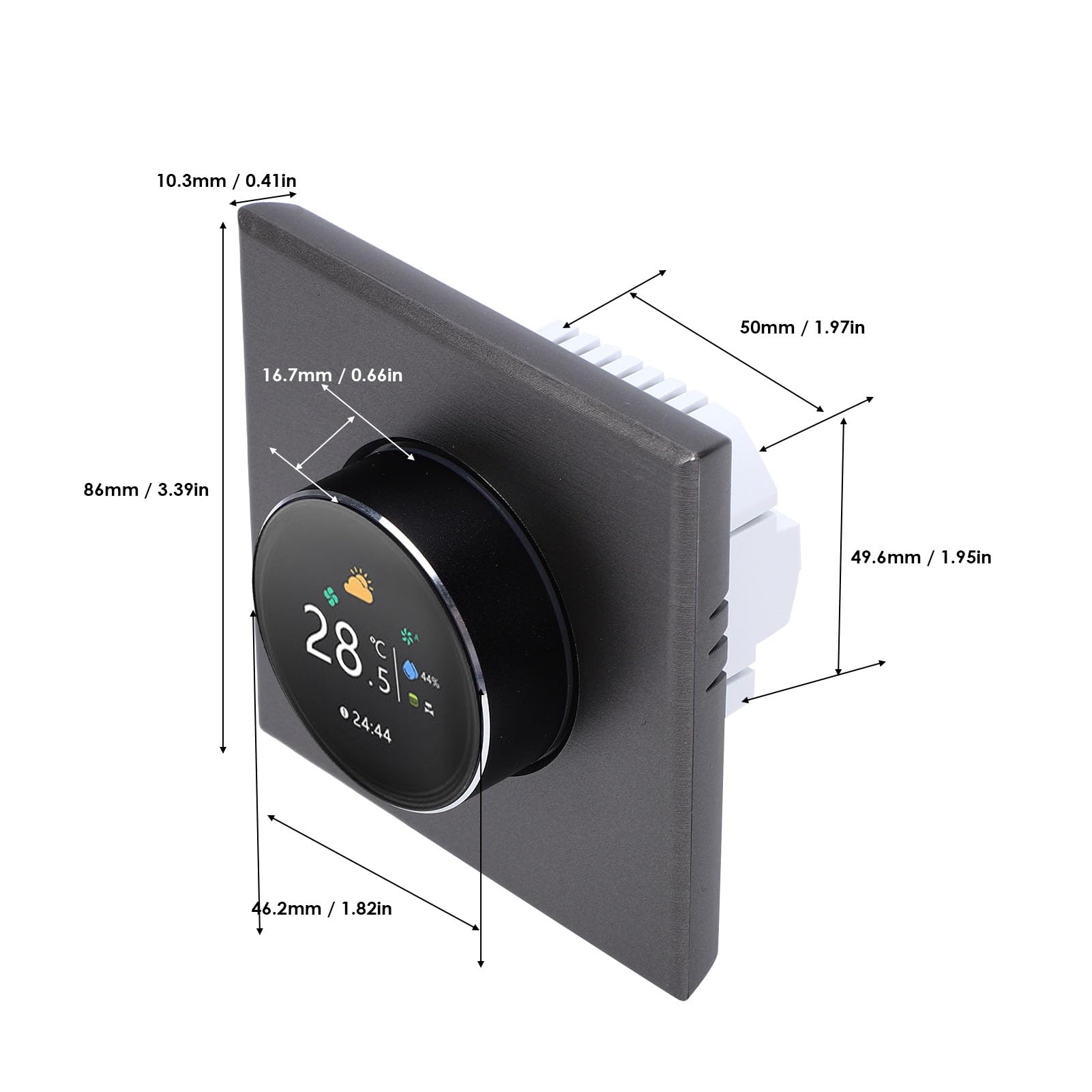 lyrlody Inteligentny Termostat WiFi, Termostat PC ABS z Inteligentnym Pokrętłem z Ekranem TFT 240x240, Pilot z Aplikacji, Programowalny od 41 do 95F, do Domowego Systemu Ogrzewania Podłogowego AC