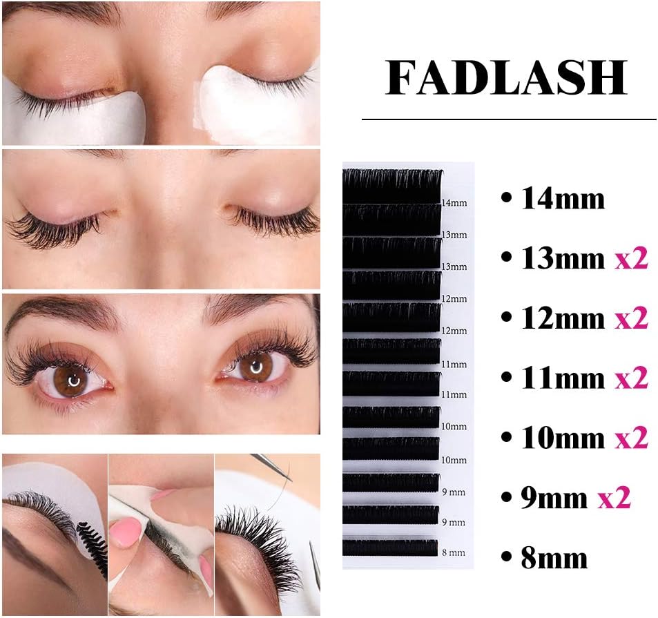 Fadlash Individual Classic Eyelash Extension 0.15mm CC Curl 8-14mm Mixed Tray 1:1 Matte Black Professional Classic Individual Lashes - Image 3