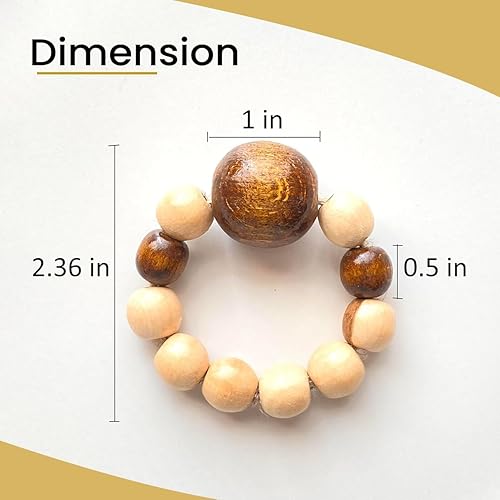 Miniatura 2 de Juego de 6 servilleteros modernos con cuentas de madera  Servilleteros de cena para vacaciones y Navidad, fiesta de cumpleaños y decoración de boda