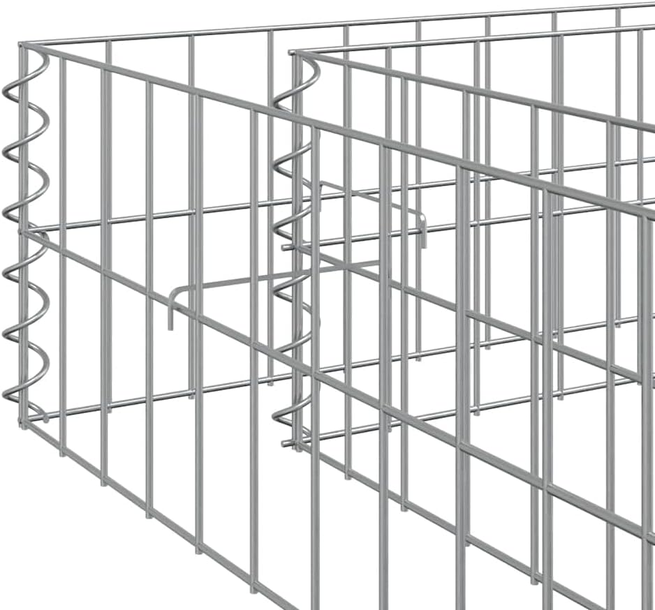 vidaXL Gabion Raised Bed Outdoor Gardening Patio Lawn Terrace Balcony Backyard Flower Plant Bed Wall Basket Pot Planter Galvanized Steel 39.4"