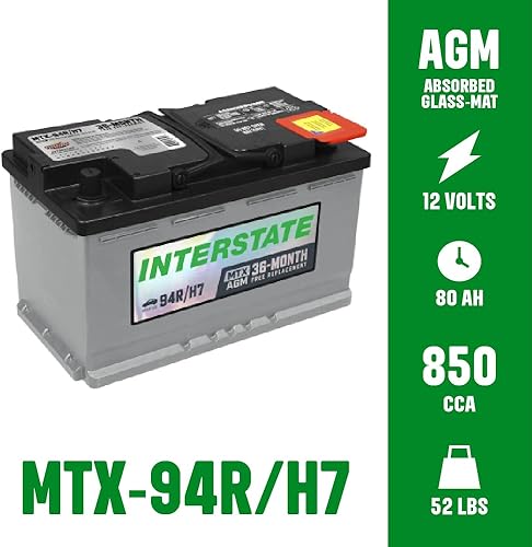 Miniatura 3 de Interstate Batteries Batería automotriz de 12 V 80 Ah (tamaño del grupo H7, 94R) 850CCA SLI AGM Batería de repuesto para automóviles, SUV, sedanes,