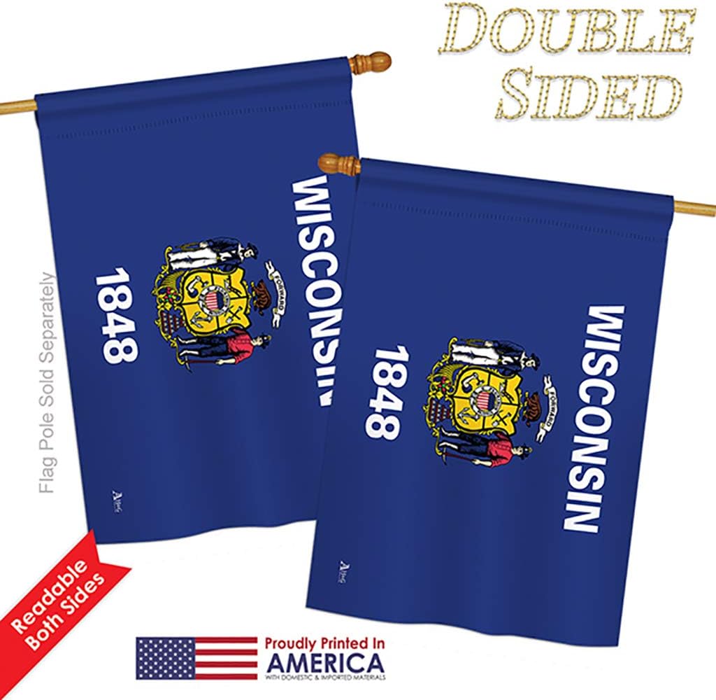 Wisconsin House Flag Americana States USA American Territories Republic Country Particular Area Small Decorative Gift Yard Banner Double-Sided Made In 28 X 40