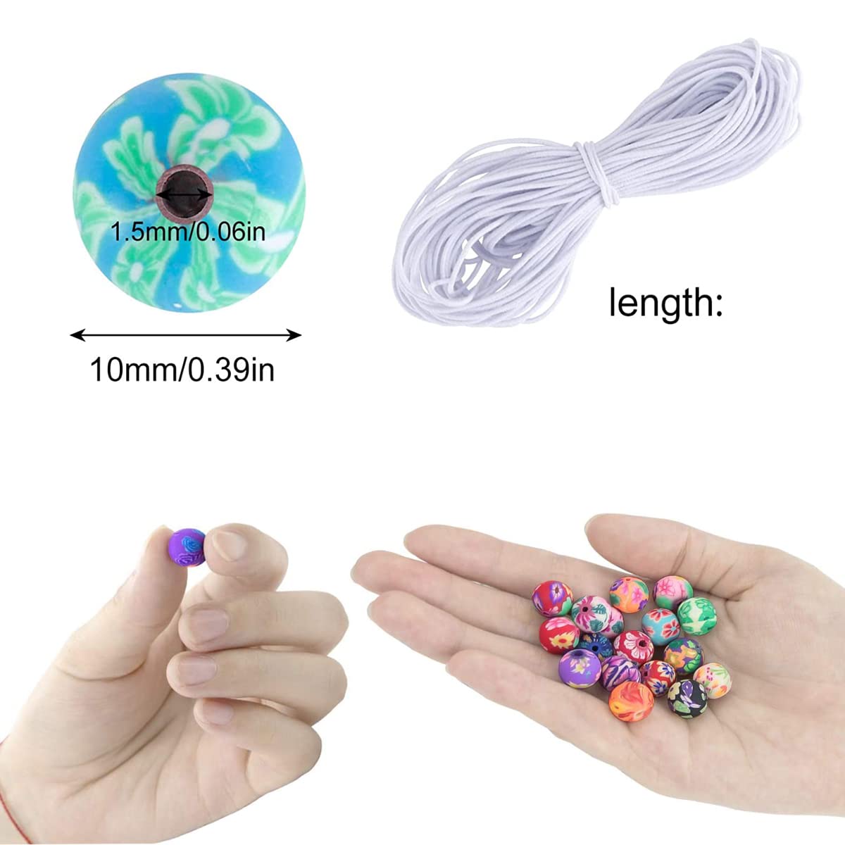 DRERIO 10mm Large Round Clay Beads for Crafting - 100pcs Loose Beads for Jewelry and Bracelet Making - Assorted Set for Kids and Adults - Image 2