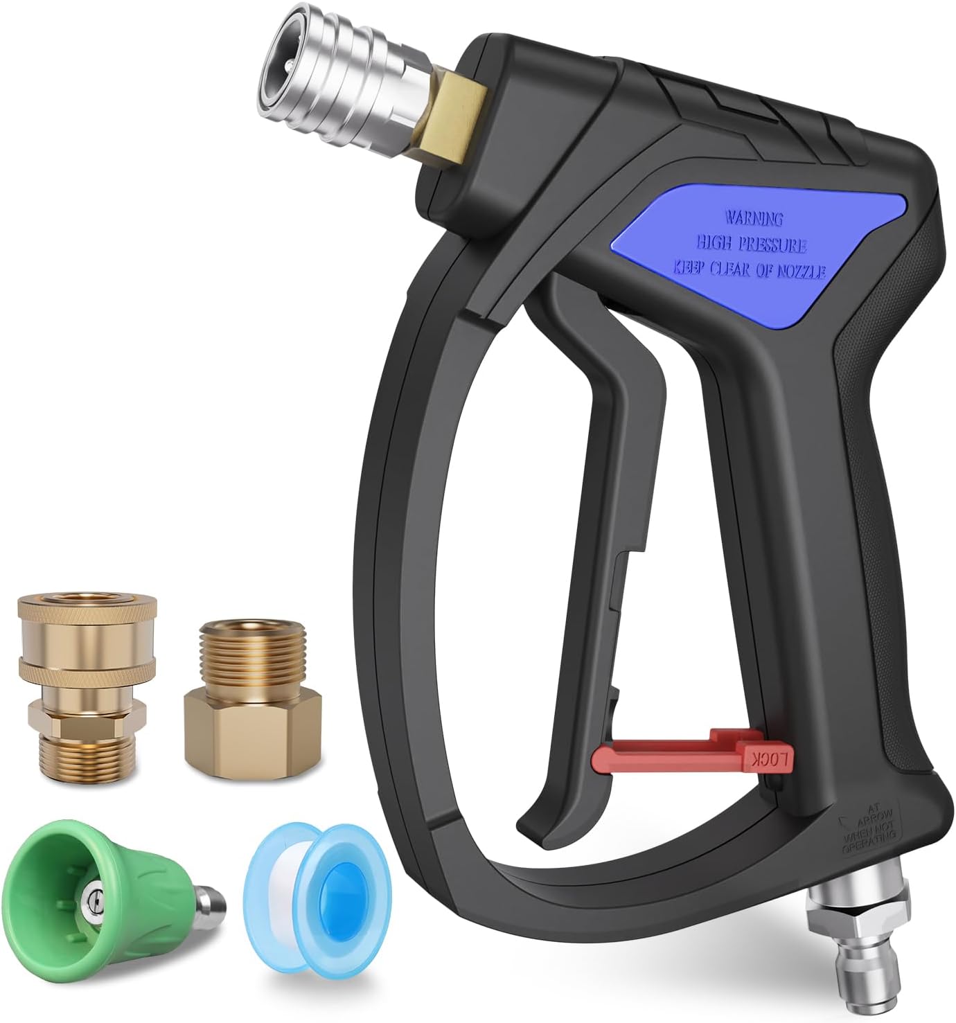 TUTULUCK® Short Pressure Washer Gun - Small Power Washer Handle with 3/8" Smooth Swivel,1/4" Quick Connector Coupler,Fully Compatible with Car Wash Foam Cannon, M22-14mm/M22-15mm Hoses