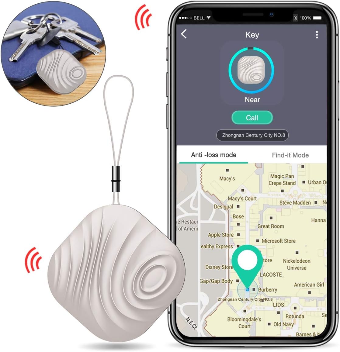 DinoFire Key Finder Smart Tracker, Lost Keys Finder Phone Finder with App Key Tracker with Bluetooth Item Locator