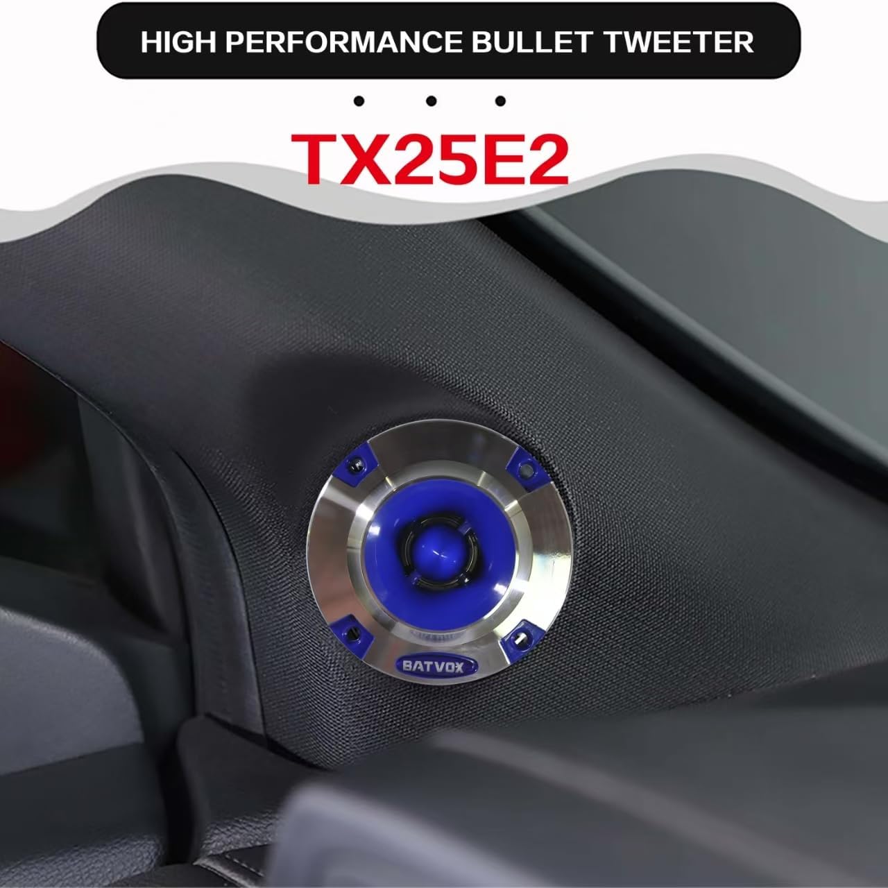 TX25E2 3.75 Inch Super Tweeter Blue, Aluminum Frame and High Compression Diaphragm, 100W Max, 4 Ohms, 100 dB Bullet, 1 Inch Voice Coil, Pro Car Sound System Bullet Tweeters (2 Speakers)