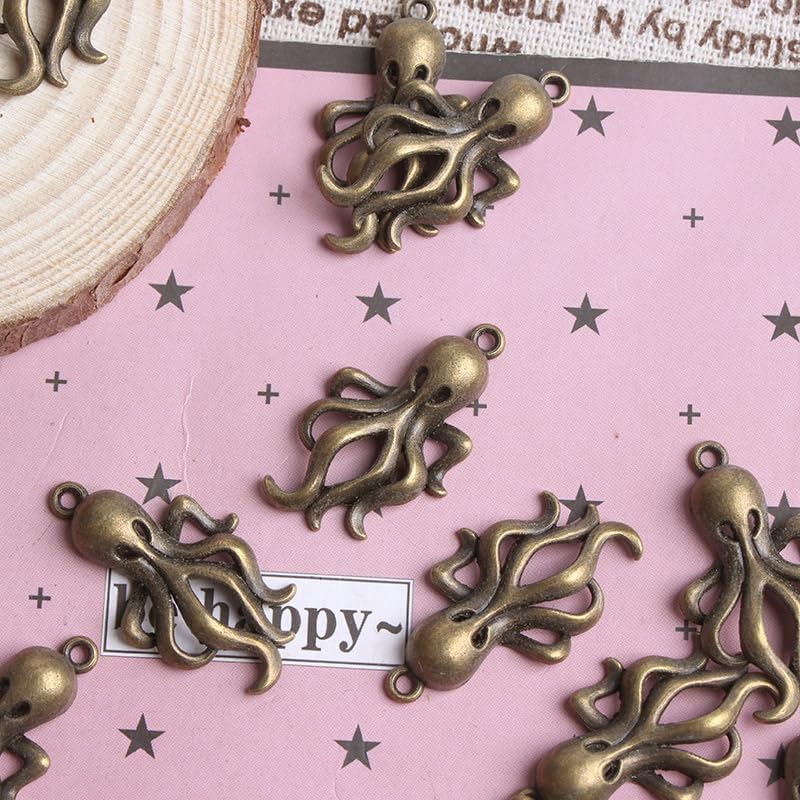 Opexicos 120Pcs Octopus Charms Octopus Pendants Antiqued Bronze Tone Making DIY Handmade Accessories Craft 17 x 28 mm - Image 6