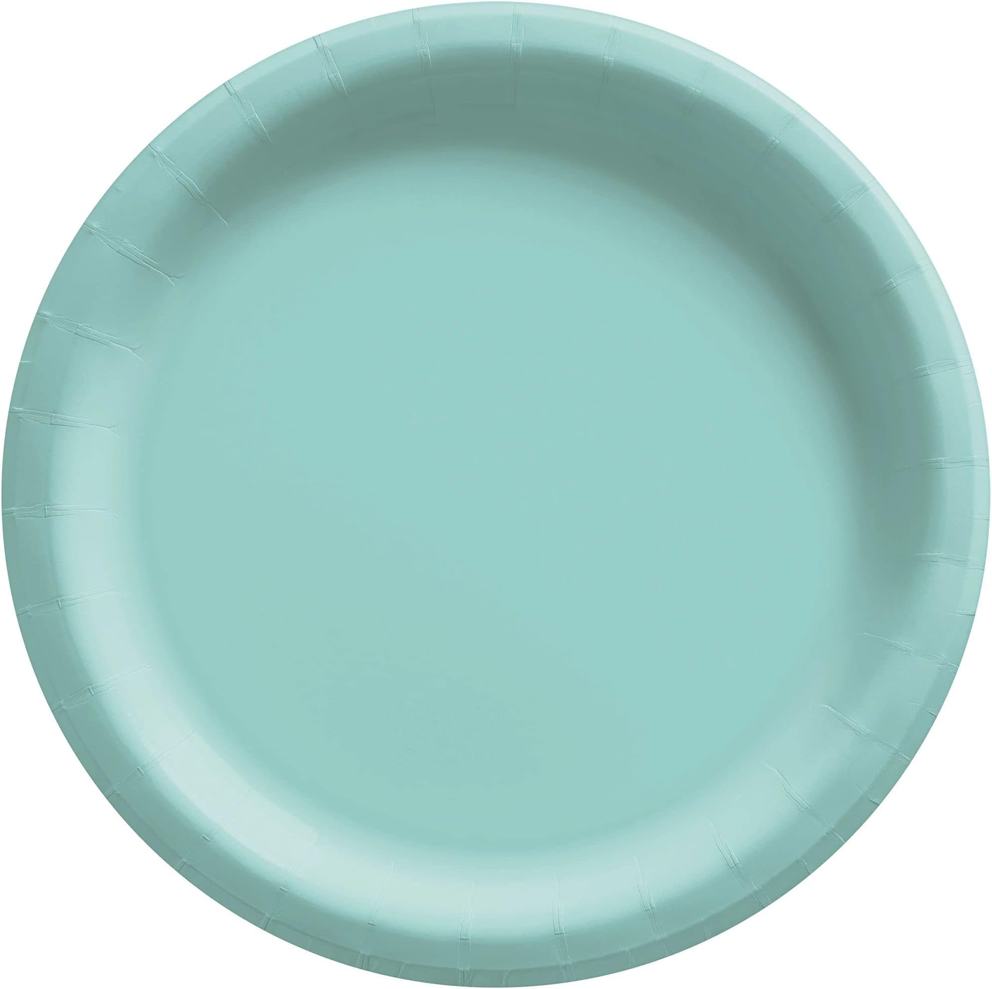 Robin's Egg Blue Round Paper Plates - 8.5" (50 Pc) - Sturdy & Eco-Friendly Party Essentials - Perfect for Celebrations & Events