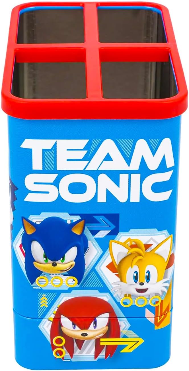 Sonic the Hedgehog Pen & Pencil Holder Set - Bundle of Video Game Desk Organizer, Sharpener, Stickers, More | School Supplies Stationery Pack image 3