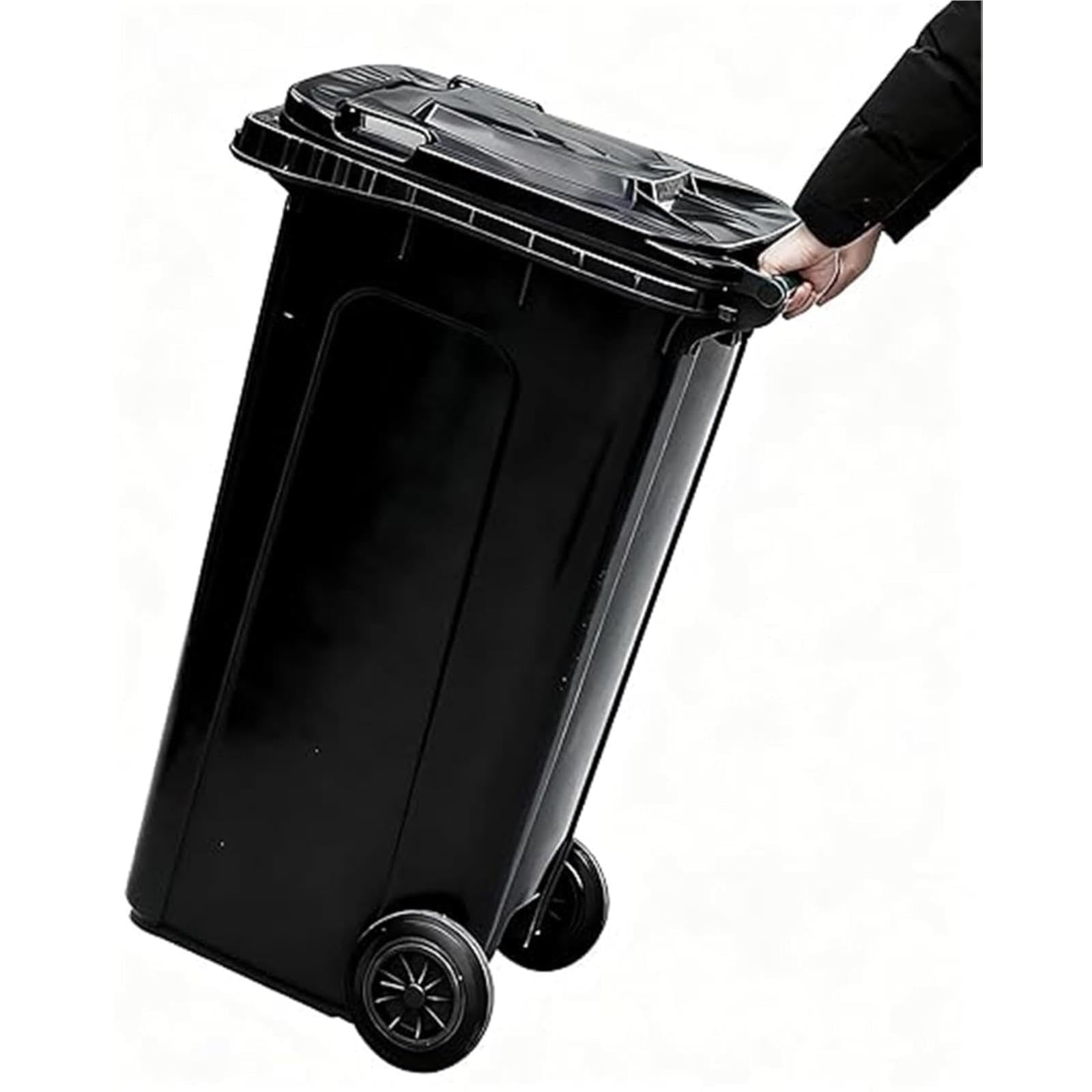 VITIWEDTY Outdoor Garbage Bin with Wheels, Large Capacity Plastic Trash Can with Lid (Black 20 Gallon/80L)