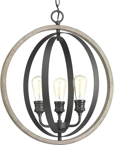 Progress Lighting P500093-143 Conestee - Colgante de tres luces, color negro