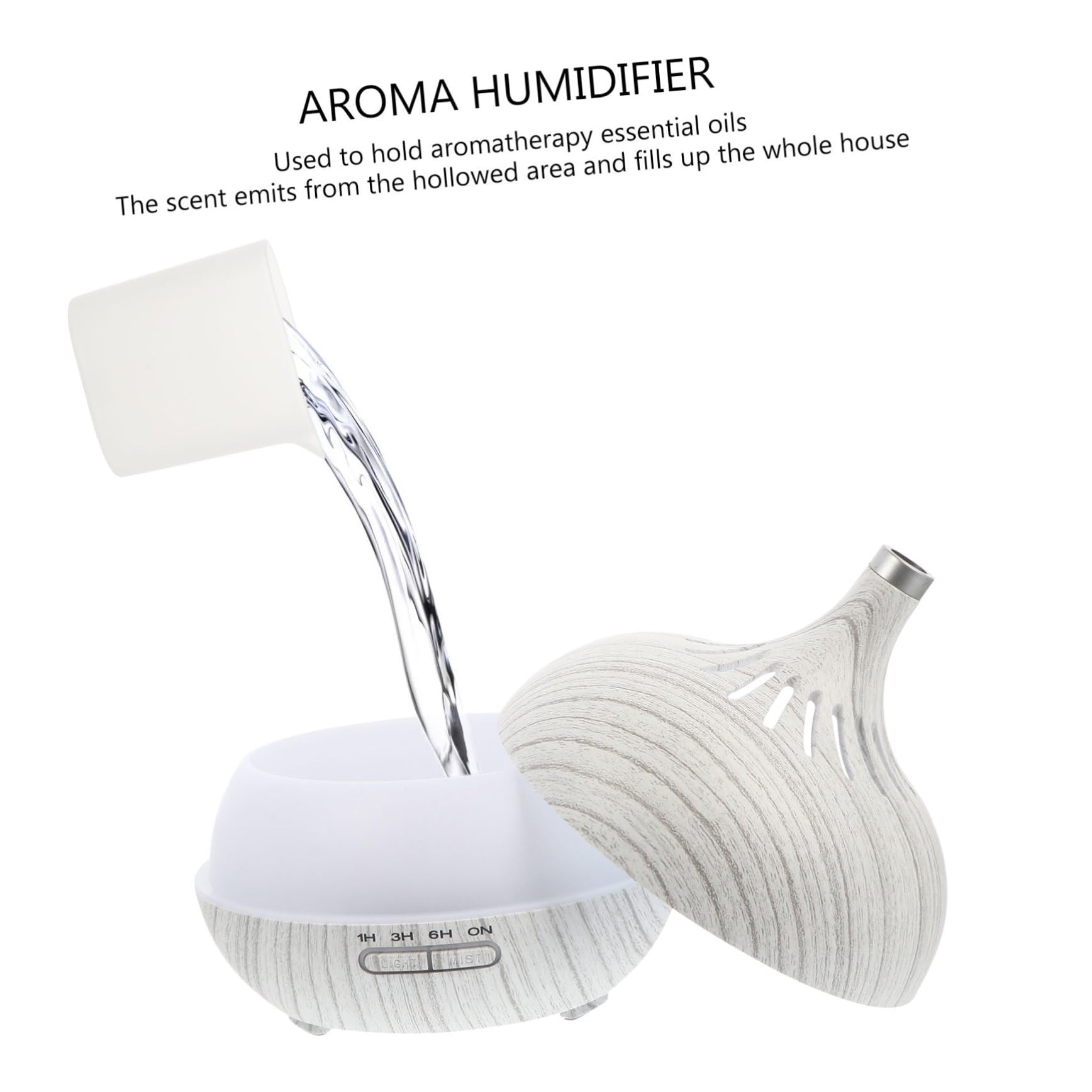 Humidificador de Aroma de Vapor Frío Hueco Diseño de Madera 400 Ml