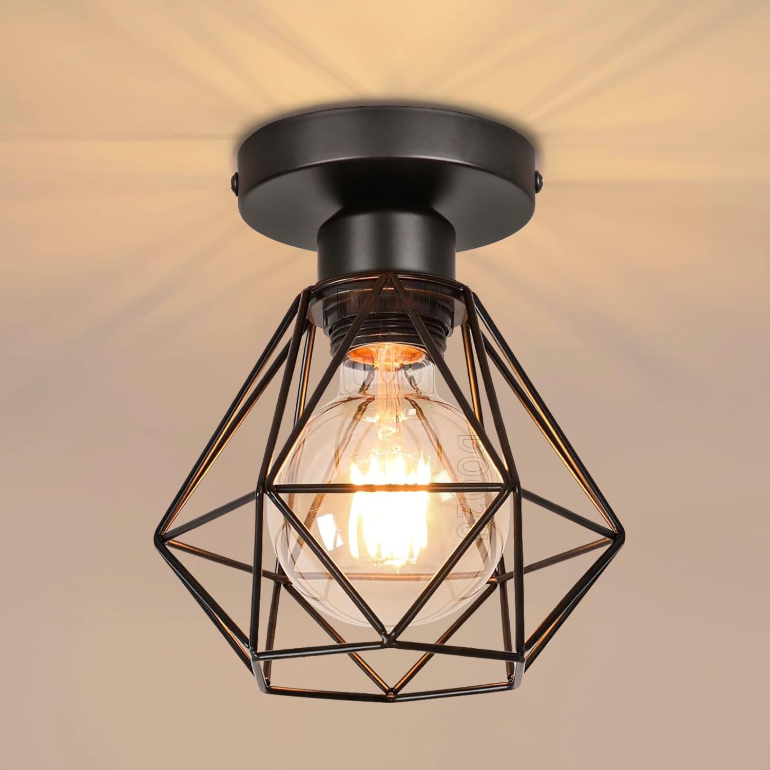 PETITES ECREVISSES Hängeleuchte – Industrieller Retro-Stil, Metall, E27, Schwarz, Ø 30 Cm