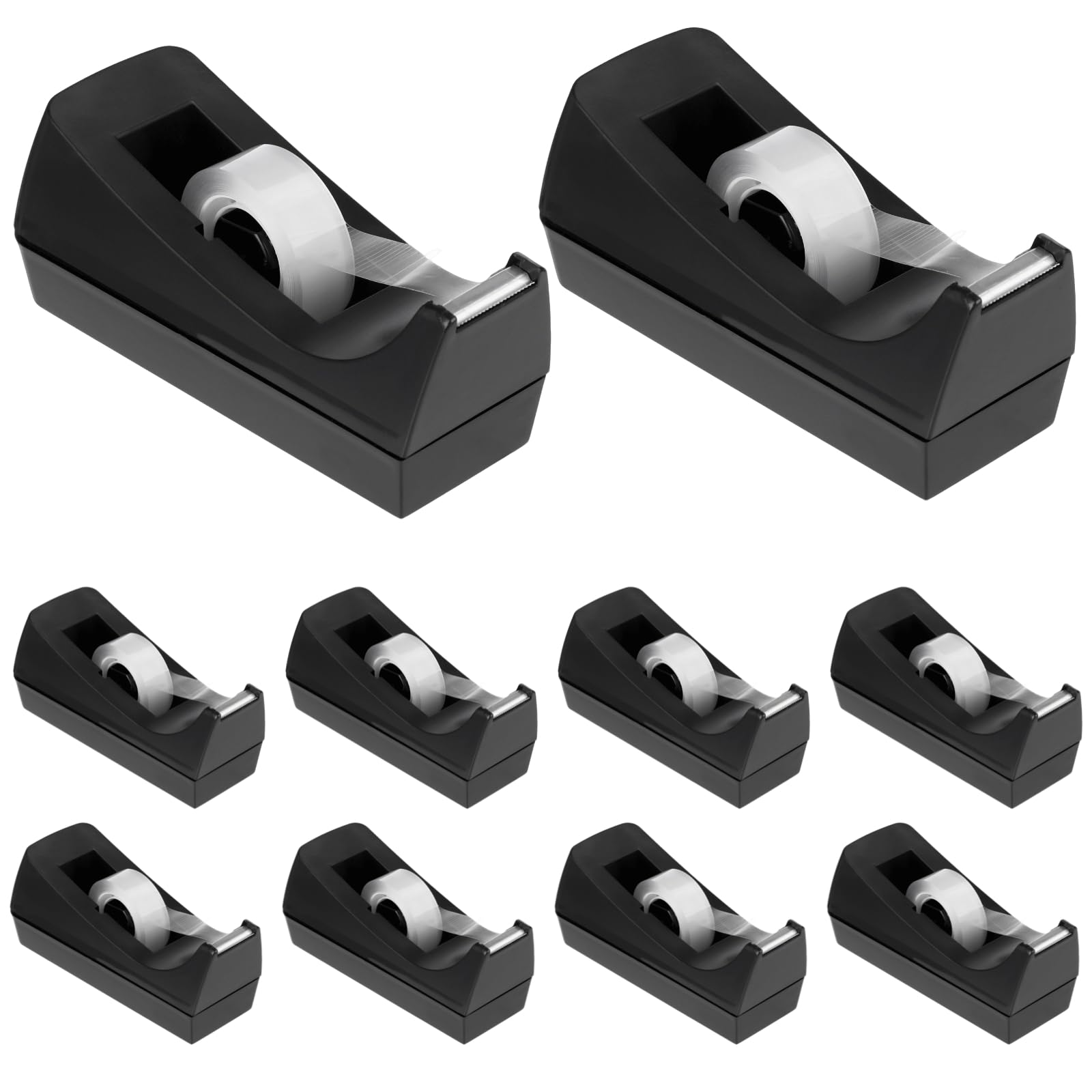 Set di 10 dispenser per nastro adesivo da scrivania, 15,2 x 4,9 x 6,4 cm, portatile, in plastica, con lame affilate, base antiscivolo, per forniture per casa e ufficio
