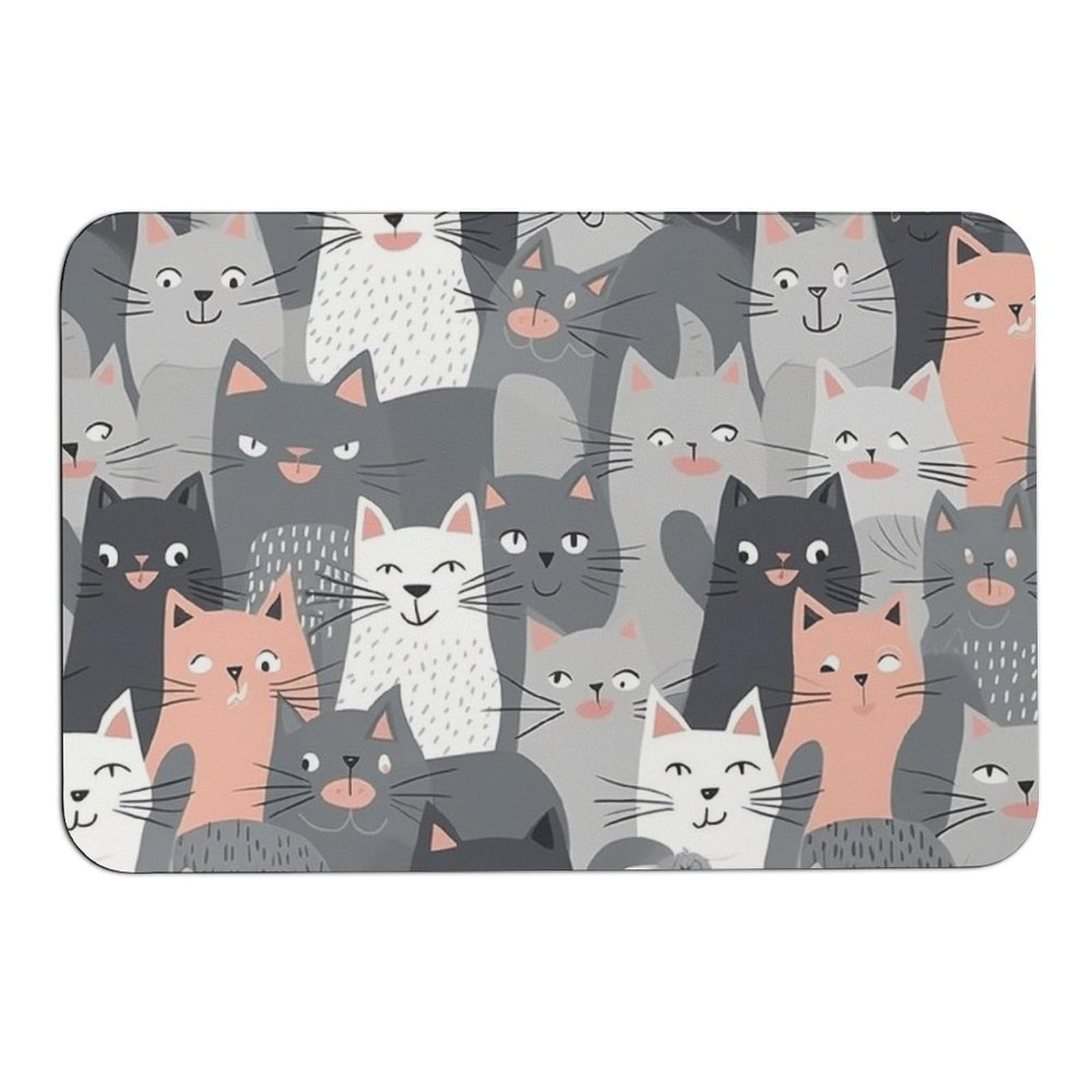 Tapis de douche antidérapant motif chat gris absorbant pour baignoire 60x40