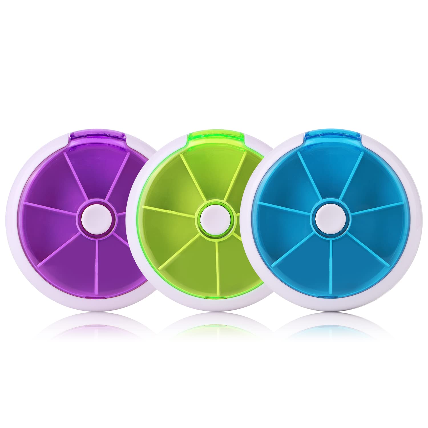 Creative Portable Mini 7 Day Weekly Circular Shape Rotary Cute Fruit Style Pill Storage Case Box (Mixed Color)