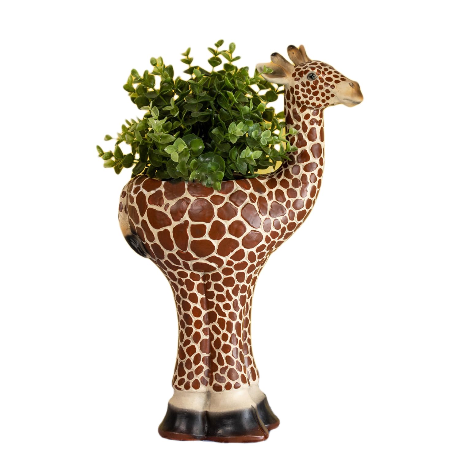Darthome Brown, Grey Tall Safari Animal Planter Resin Novelty Flower Plant Pot Ornament Decor (Giraffe)