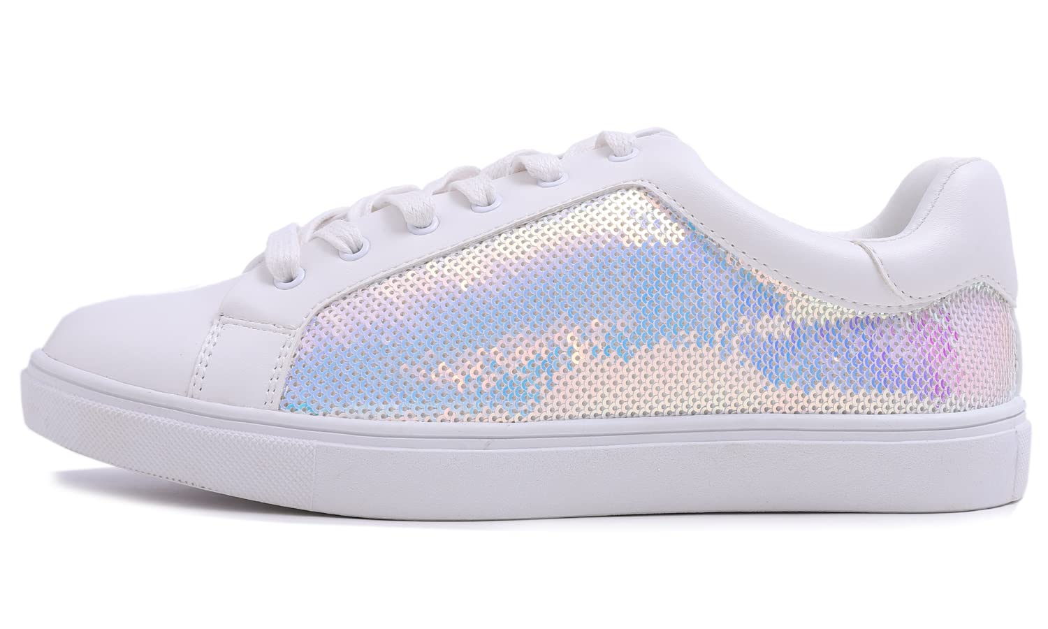 FEVERSOLE Women's Fashion Dress Sneakers Party Bling Casual Flats Embellished Shoes