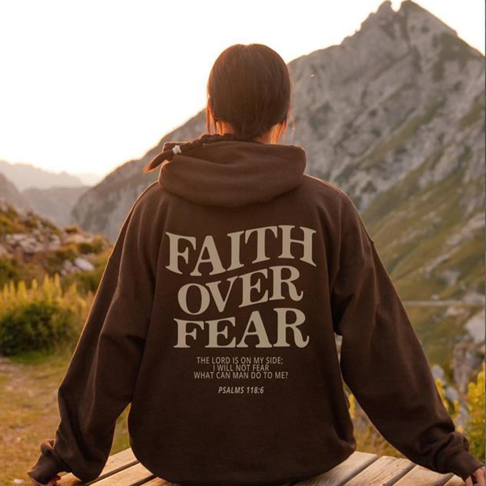 Faith Over Fear Hoodie Christian Faith Religious God Tops Man Woman Pullover Y2K Sweatshirt Longsleeve Casual Tops - Image 2