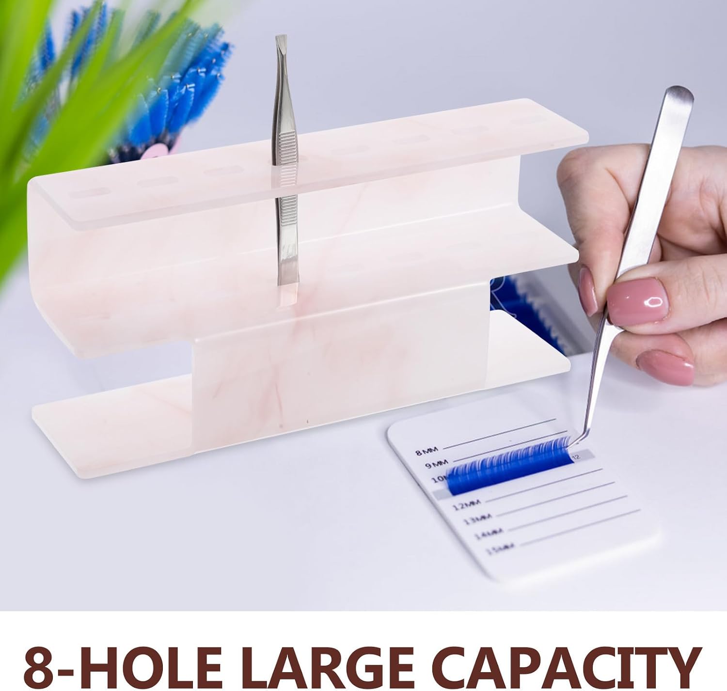 2pcs Acrylic Tweezers Holder Display Rack for Eyelash Extension Supplies, Portable and Convenient Storage Stand for Beauty Salons and Crafts with 8-hole Design image 3