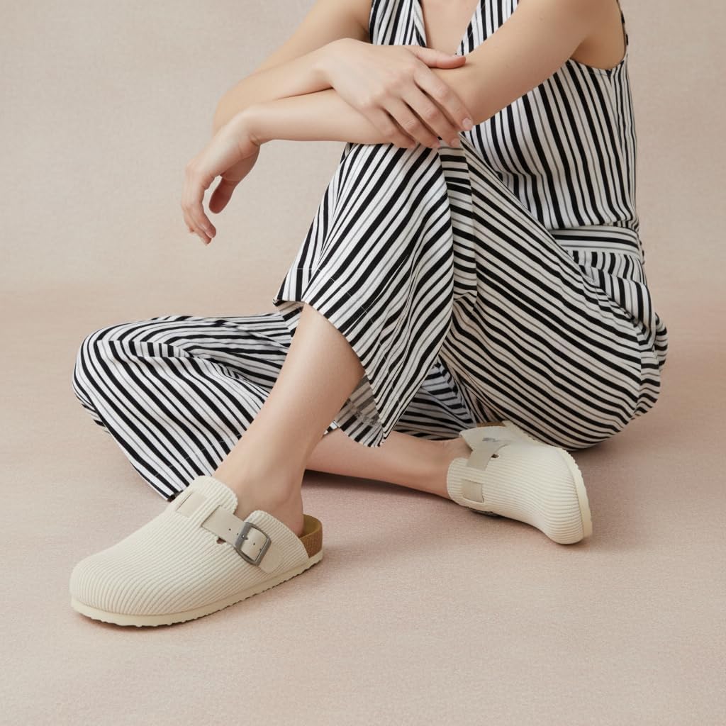 CUSHIONAIRE Hana Womens Clogs | Comfortable Vegan Suede Clogs for Women | Slip On Potato Shoes with Cork Footbed & Arch Support | Memory Foam, Wide Widths Available - Image 5