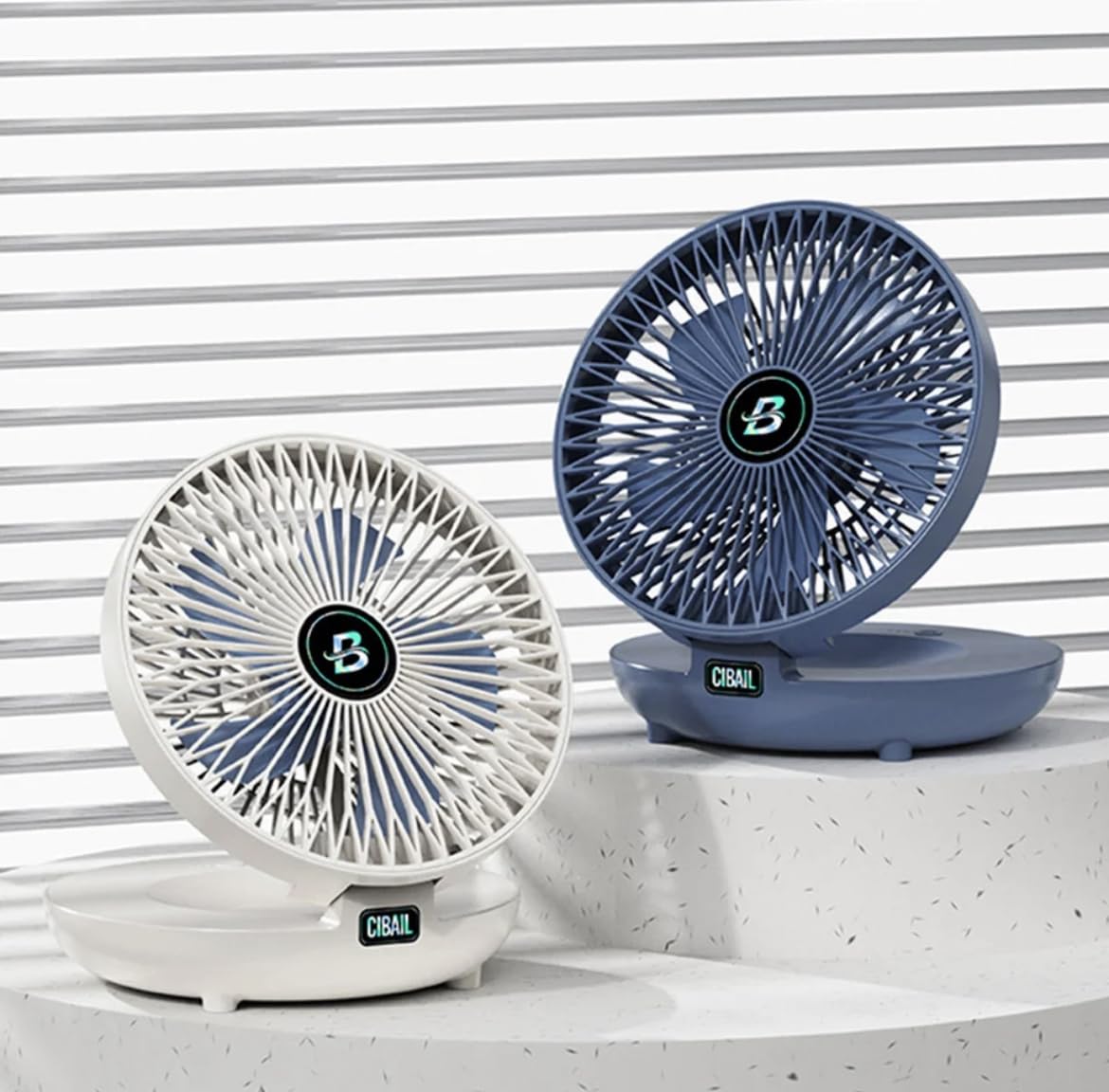 Blue Coral Portable Desktop Wall Fan USB Recharging 3 Speeds Cooling Brushless Motor Foldable for Home Mute Wireless Electric Fan (Blue)