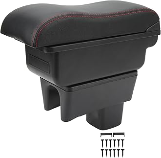 for Swift, Car Console Armrest Box for Swift 2005‑2021 Large Capacity Touch Black Red Line