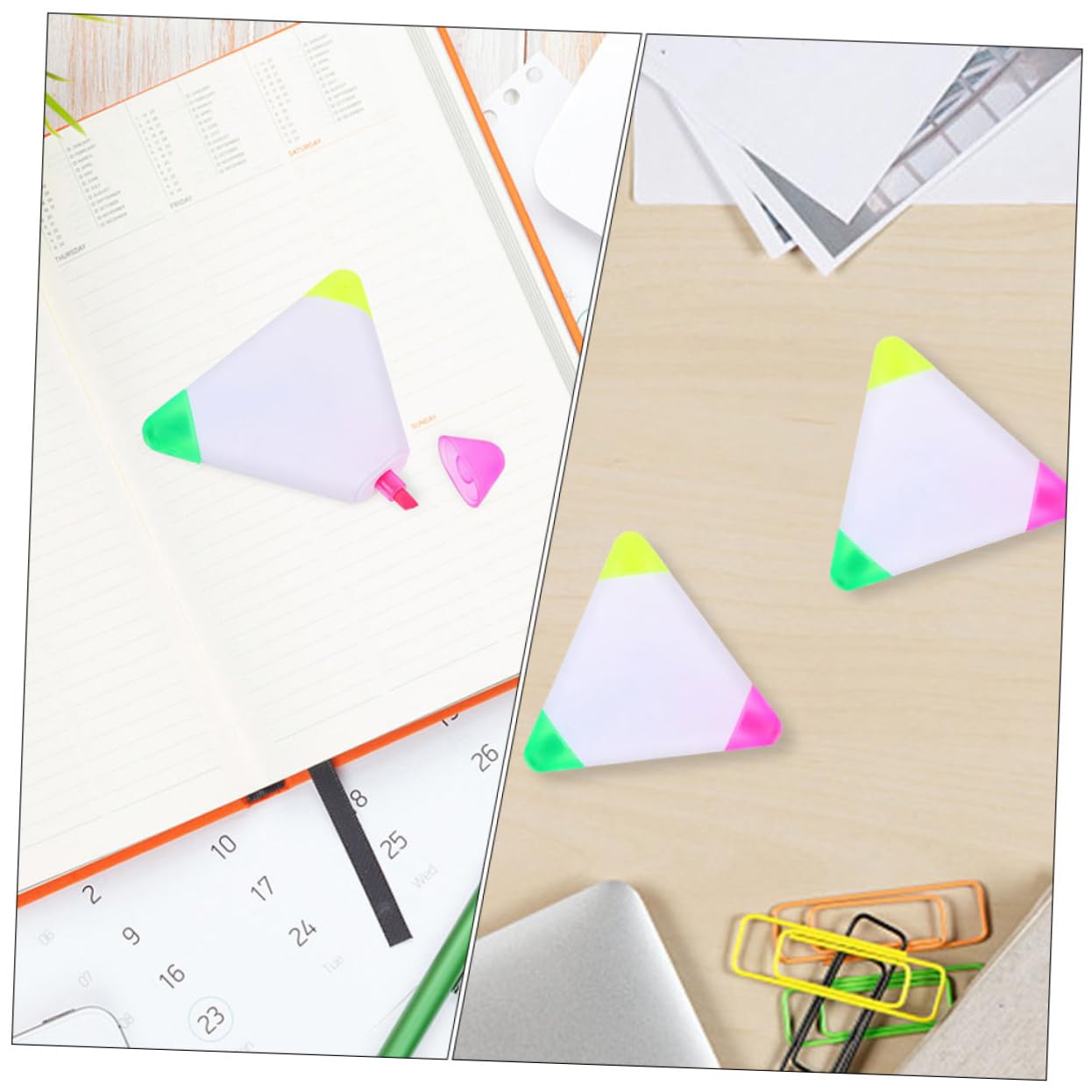 3 Series Rotuladores Fluorescentes Triangulares Para Subrayar Y Marcadores Artísticos Y Compactos Para Estudiantes Y Artistas Perfectos Para Notas Scrapbooking Y 5 Piezas X 3