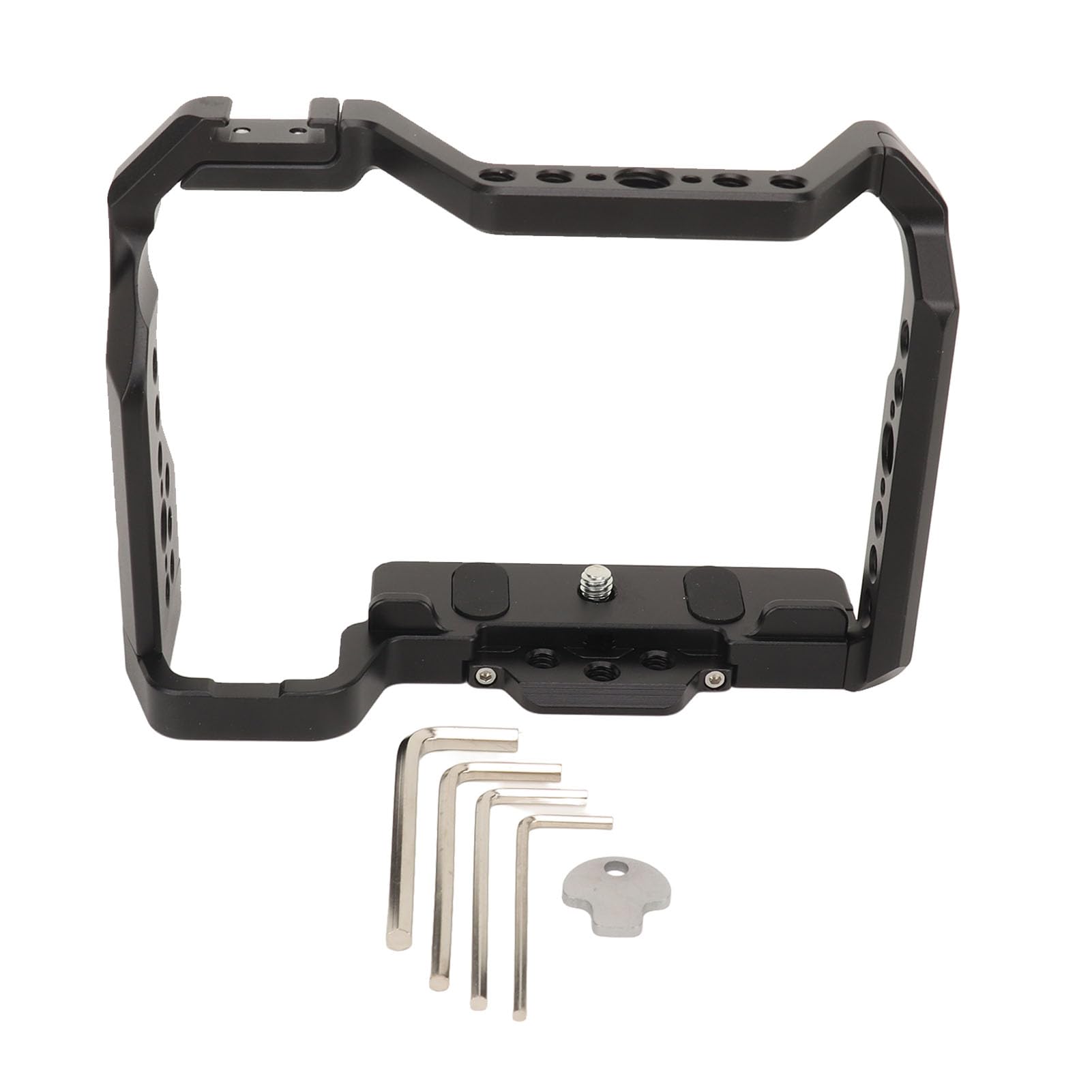 Full Camera Cage Rig for Niko Z50, Aluminum Video Rig with NATO Rail, Universal Stabilizer with 1/4 3/8 in Threads Cold Shoe, Classic Bright Black Surface, for Camera Accessories