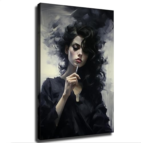 Miniatura 2 de Póster de pintura al óleo en blanco y negro para mujer, lienzo moderno para decoración de pared, póster estético para el hogar, sala de estar,