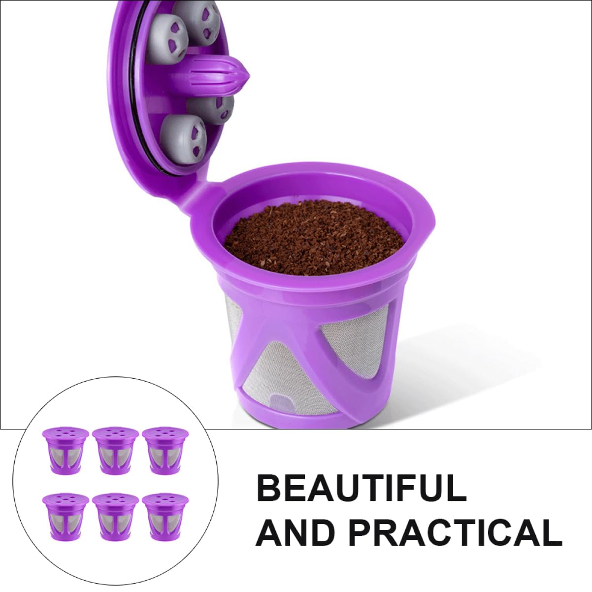 Uonlytech 12piezas De Café Rellenables Reutilizables De Inoxidable y Plástico Filtros De Café Compatibles Capacidad De Ahorra Dinero