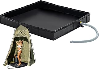 Portable Shower Pan, 41" x 41" x 5" Foldable Shower Base & Basin with Detachable Drain Pipe, Ideal for RV, Outdoor,Indoor Shower Stall Enclosures