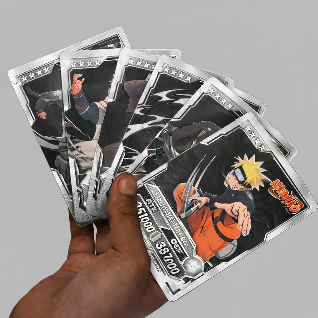 Sliver Playing Ninja Cards | 55 PCS Ninja Anime Collectible Set | Glossy Premium Trading Cards Featuring Iconic Characters | Gift-Ready Pack for Boys, Girls & Anime Fans (Ninja Sliver)