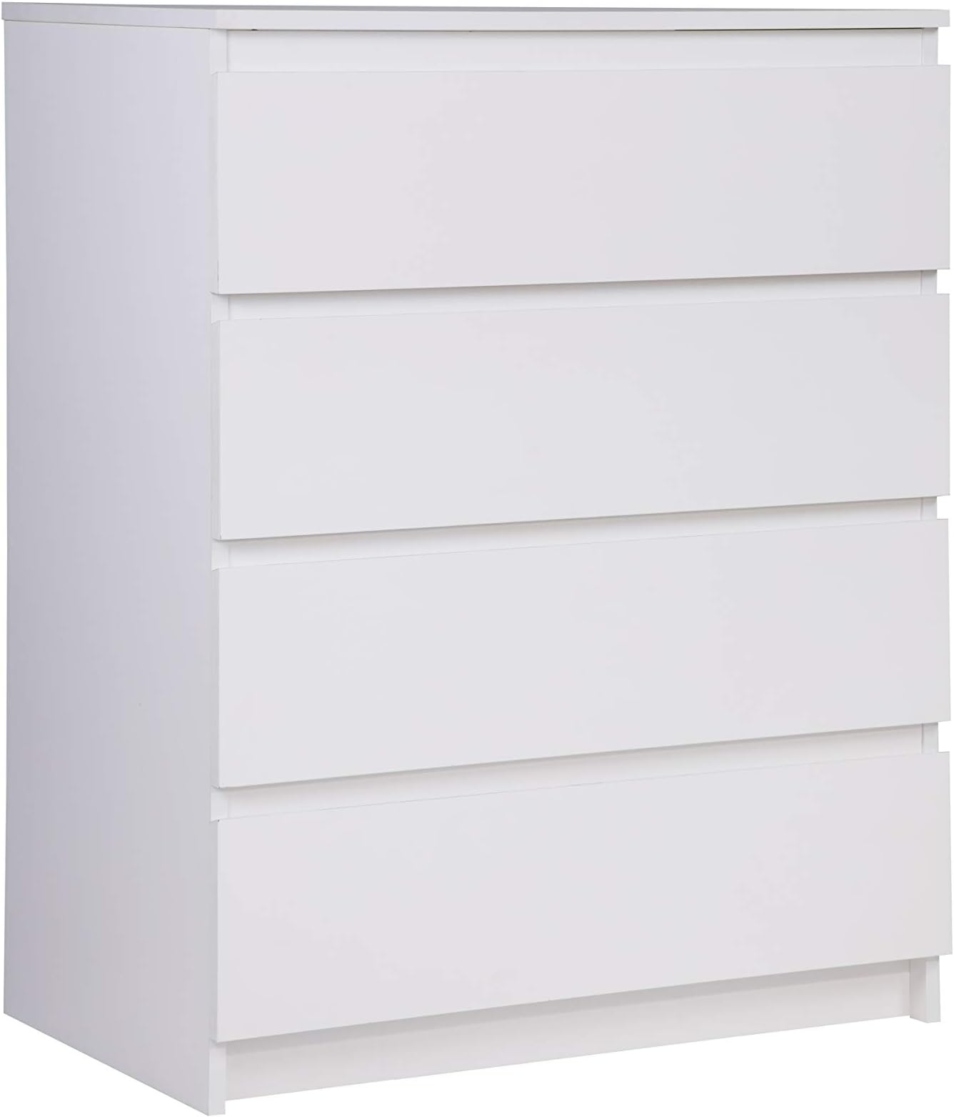 Engineered Wood Dresser With 4 Drawers, Chest Of 4 Drawers,Clothes Storage, Organizer Unit For Bedroom, Hallway, Entryway,Easy Pull Drawers, Width 80Cms, Frosty White Colour | 1 Year Warranty