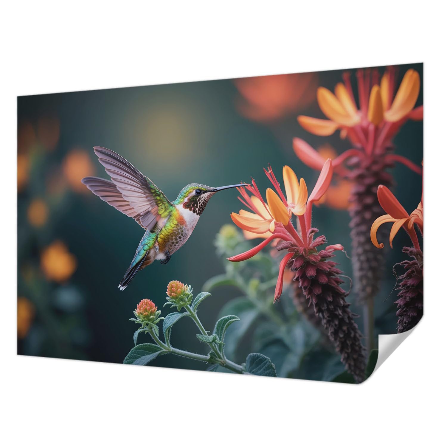 Revêtement mural autocollant fleurs de colibri Tulup 152x104 cm de haute qualité