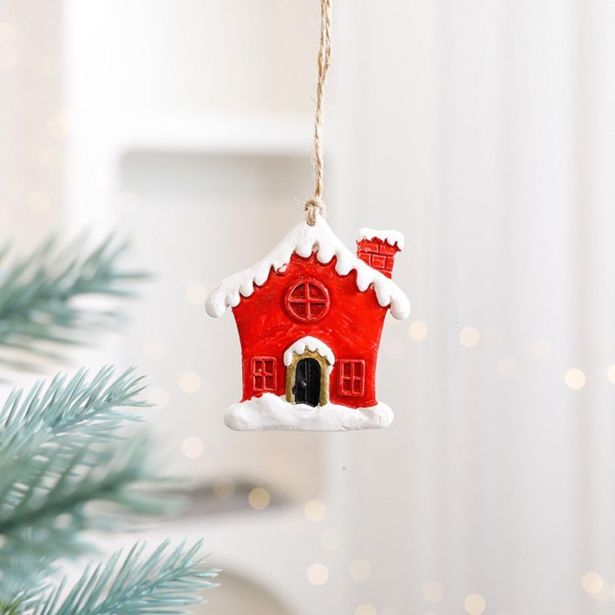 Ricomso Red Christmas Tree Decoration – Hanging Festive Ornament For Xmas, Reusable Cute Holiday Decor For Home & Party (1, House)