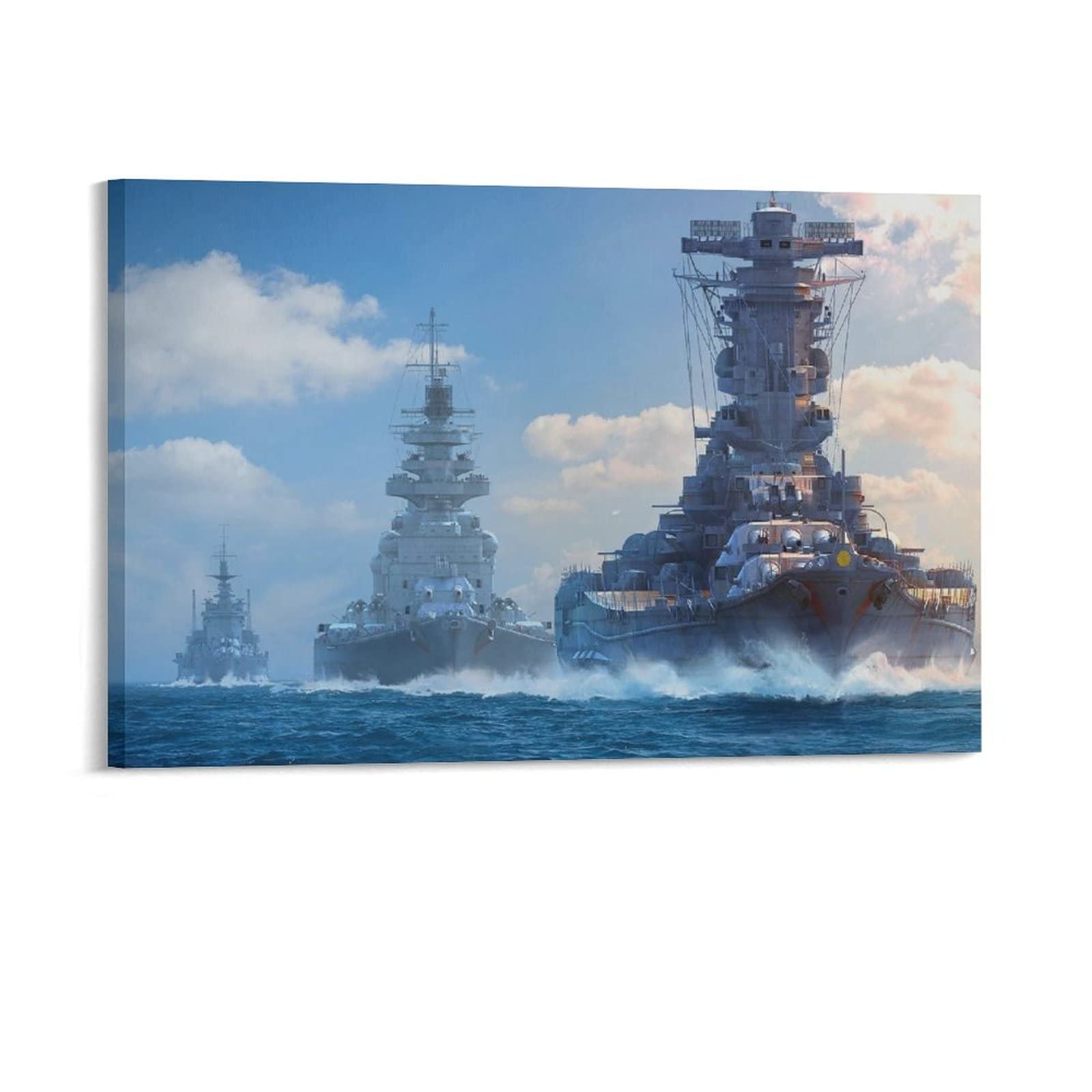 Military Warships Yamato Battleship Naval Battle 01 Canvas Poster Wall Art Decor Print Picture Paintings for Living Room Bedroom Decoration 24x36inch(60x90cm)