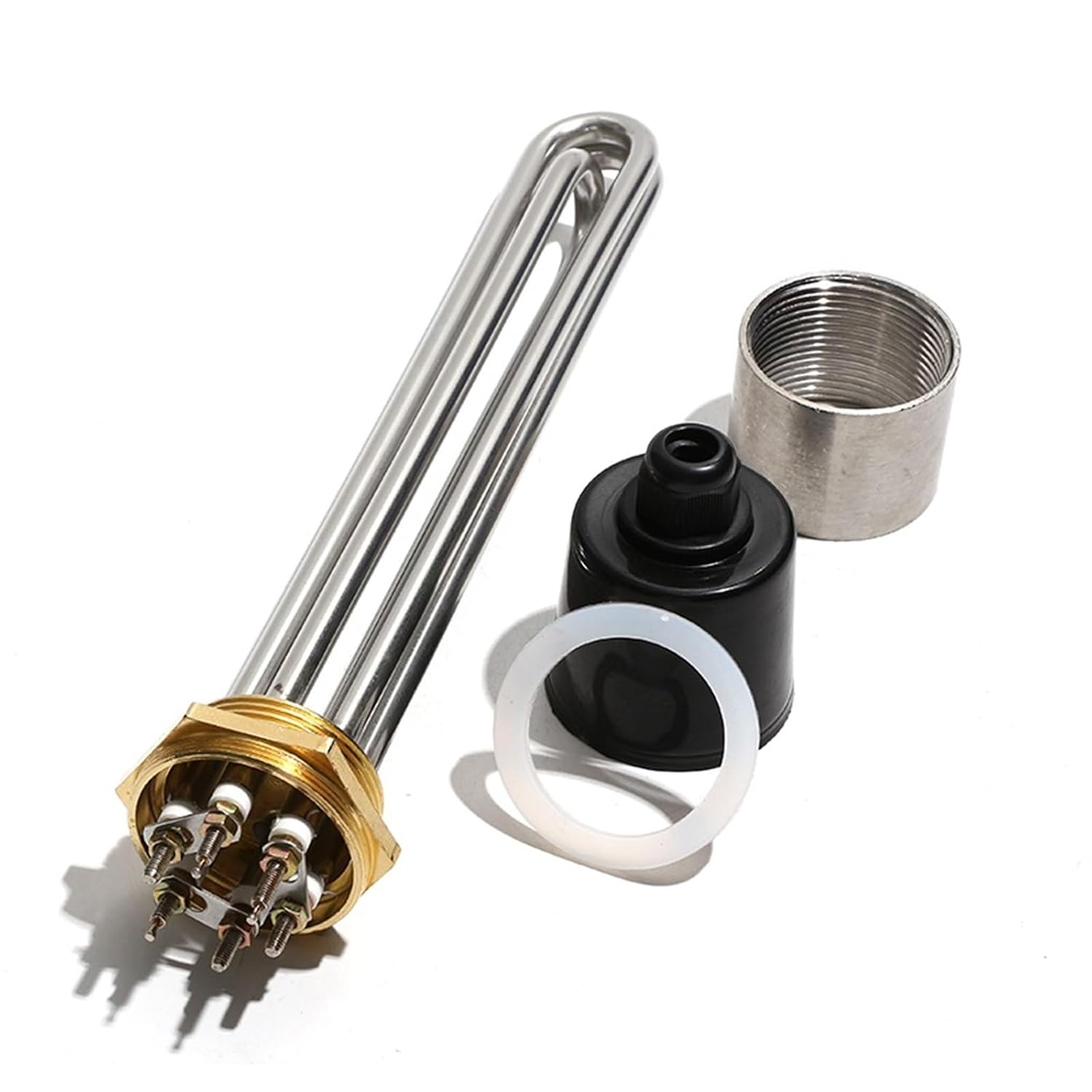 1.5Inch Thread Tubular Electric Heater 220v/380v Immersion Water DN40/47mm 3KW/4.5KW/6KW Ten Boiler Heating Element 1Pcs(Silver,220V_4.5KW 230MML)